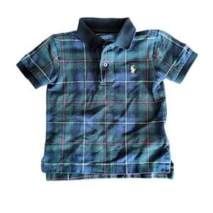 Polo Ralph Lauren Plaid Polo Shirt Toddler 2T Green Short Sleeve